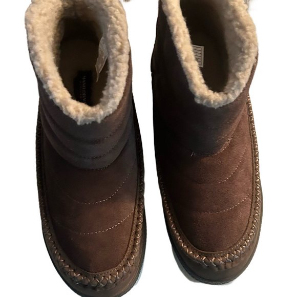 Manitobah Woman’s WP Pacific Insulated Fossil Brown Pull On Puffer Boots 7.5 9